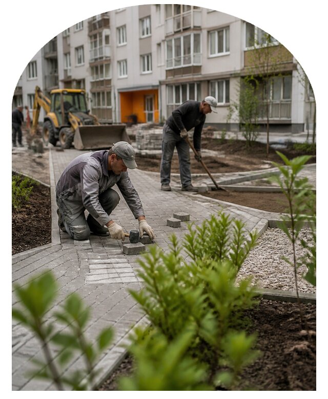 Благоустройство двора многоквартирного дома в Туле