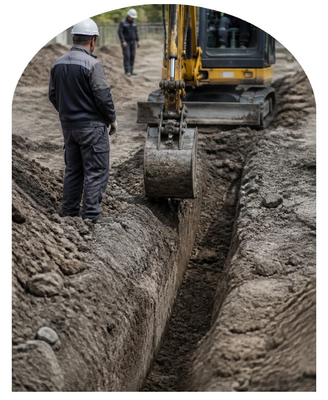 Рытье траншей для прокладки коммуникаций в Туле